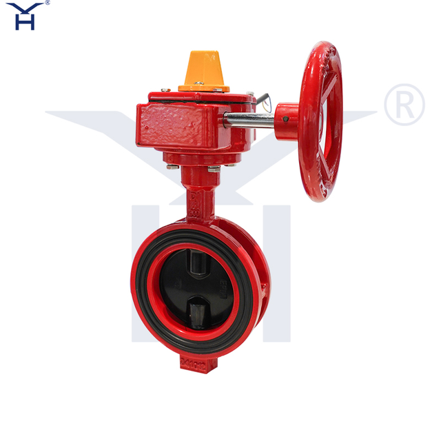 Ductile Iron Signal Wafer Butterfly Valve, Gear Operated Fire Protection Signal Butterfly Valve with Limit Switch